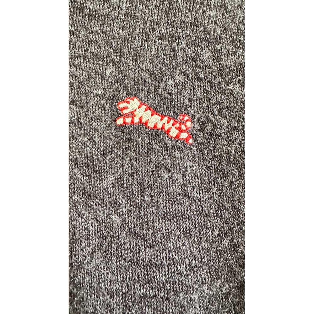 Vintage Le Tigre V-Neck Sweater Gray Tiger Logo Made in USA Mens L Grandpacore - Picture 3 of 4